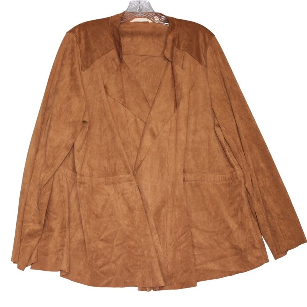 Soft‎ Surroundings Sz XL Brown Faux Sued Jacket Cinch Waist Womens